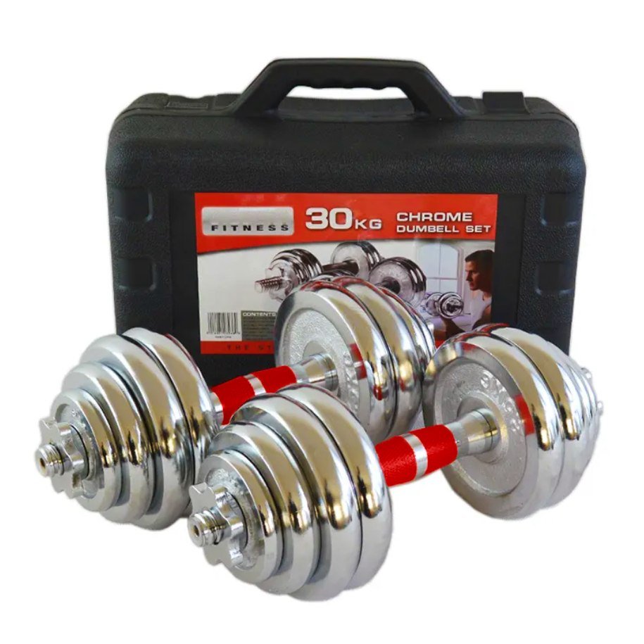 30kg chrome dumbbell set in case — new — Batumi, Georgia