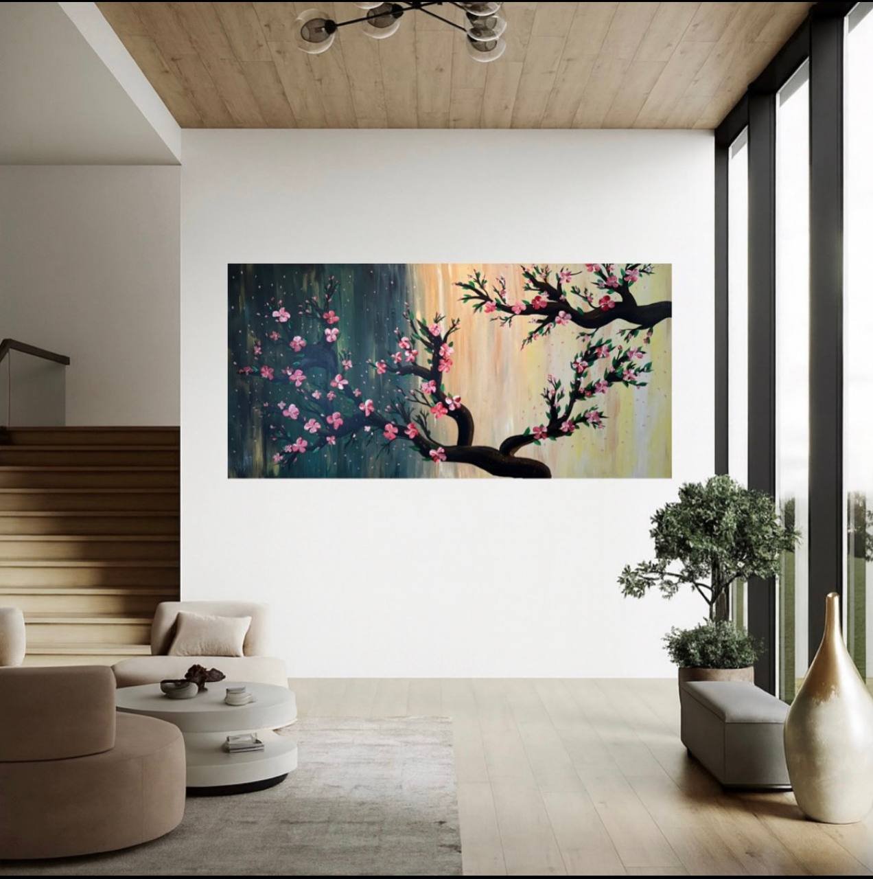 Pintura acrílica de árbol 200x100 cm — Bali, Indonesia