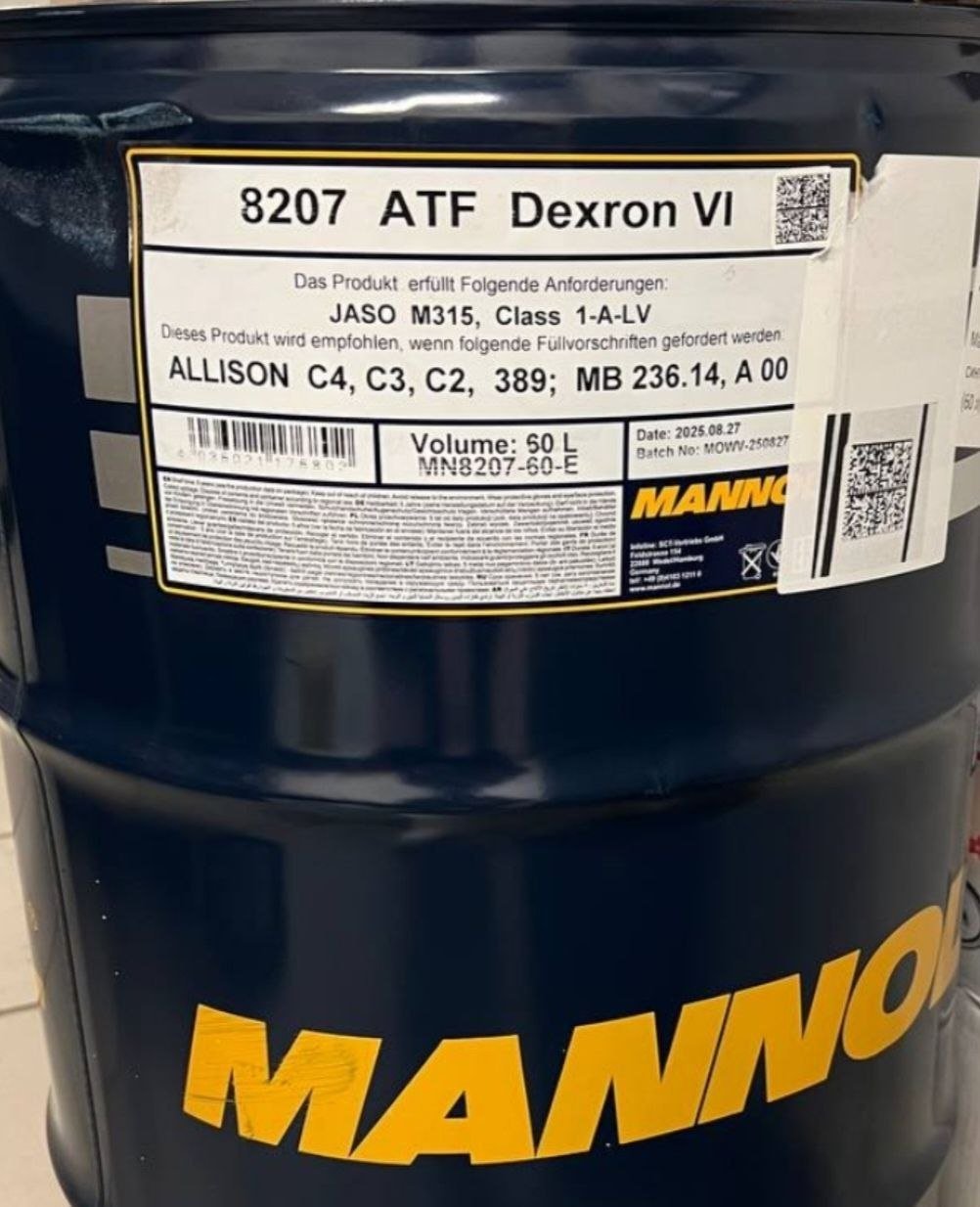 ATF Dexron VI MANNON tambor sellado 60 L — Moscú, Rusia