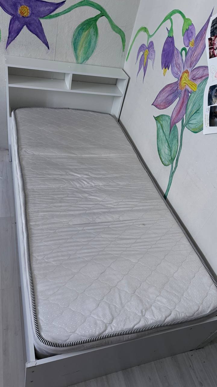 Кровать с матрасом 90×200, белая — used — Санкт-Петербург, Россия