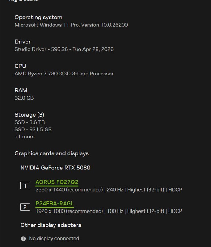 Capturas de pruebas e información del sistema (RTX 5080) — Belgrado, Serbia Capturas de pruebas e información del sistema (RTX 5080) — usado — Belgrado, Serbia
