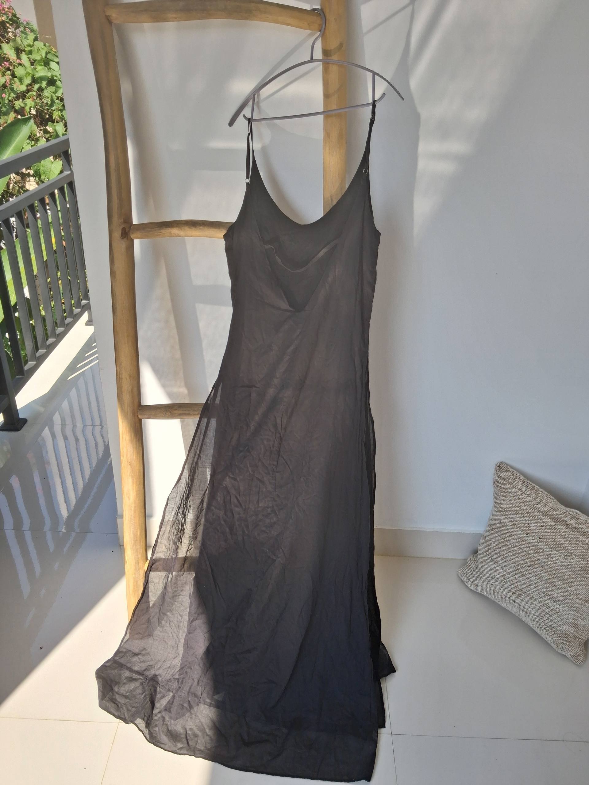 Black maxi dress, two-layer, S/M — Bali, Indonesia