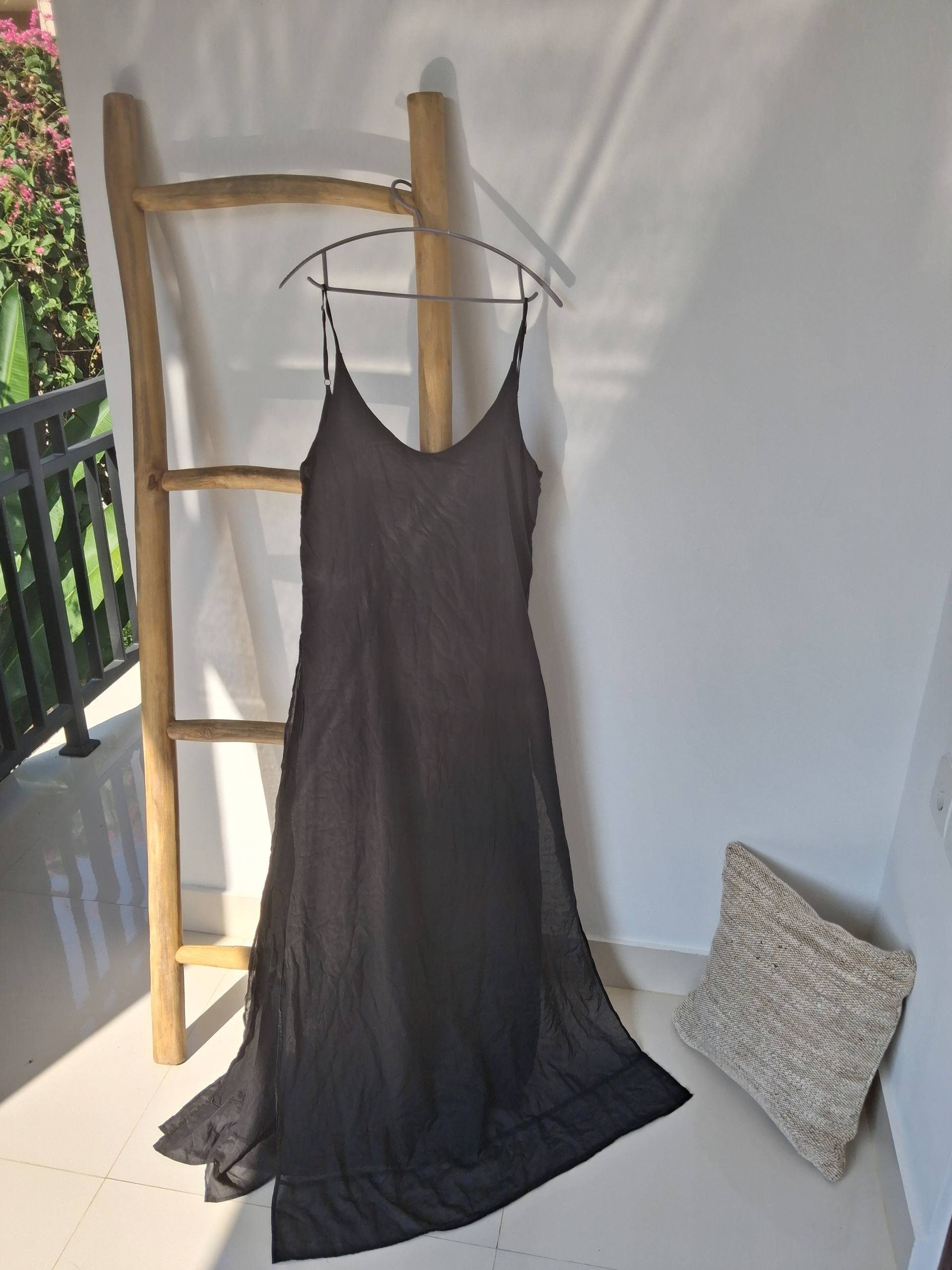 Black maxi dress, two-layer, S/M — Bali, Indonesia