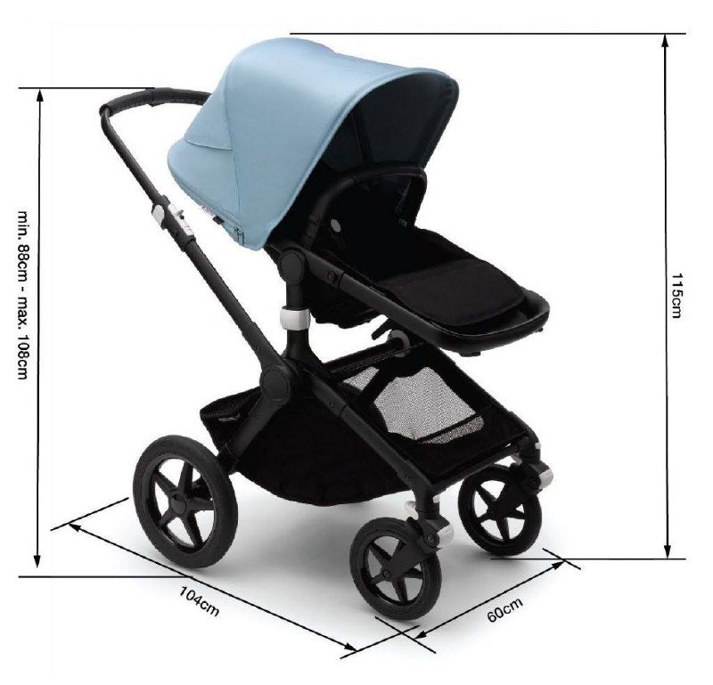 عربة أطفال Bugaboo Fox 2 (أسود/أزرق) مع إكسسوارات — مستعمل — باتومي, جورجيا