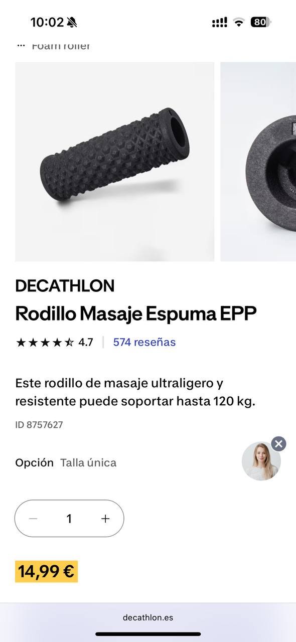 Set de masaje Decathlon (rodillo y pelota) en excelente estado — València, España