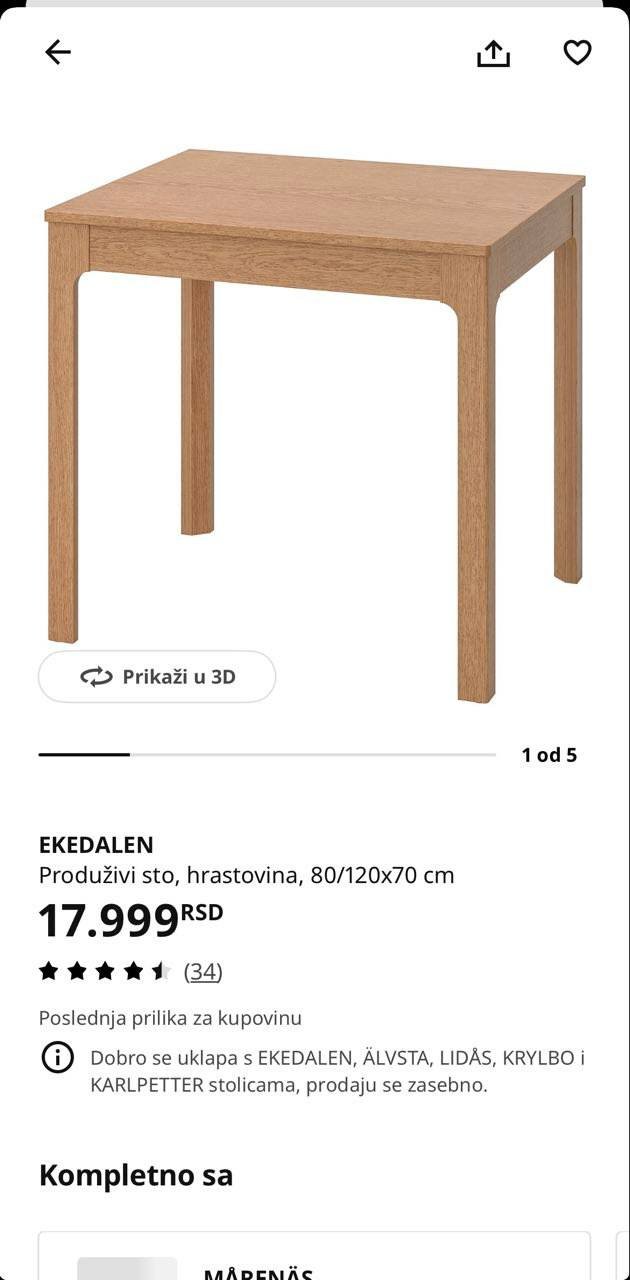 Слот обеденный IKEA (раскладывается) — Белград, Сербия Слот обеденный IKEA (раскладывается) — excellent — Белград, Сербия