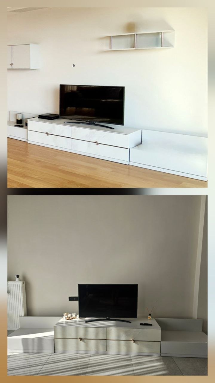 Enza Home sliding TV stand with marble effect — Antalya, Turkey
