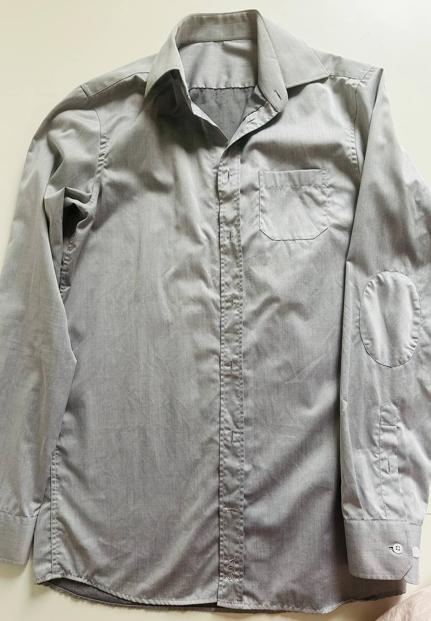 Gray men's custom shirt (M-L), elbow practical details — Belgrade, Serbia