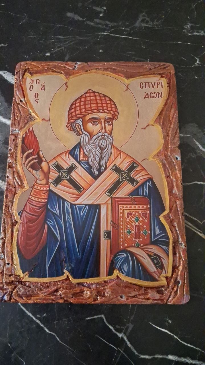 Handmade icon of Saint Spyridon A4 — Istanbul, Turkey