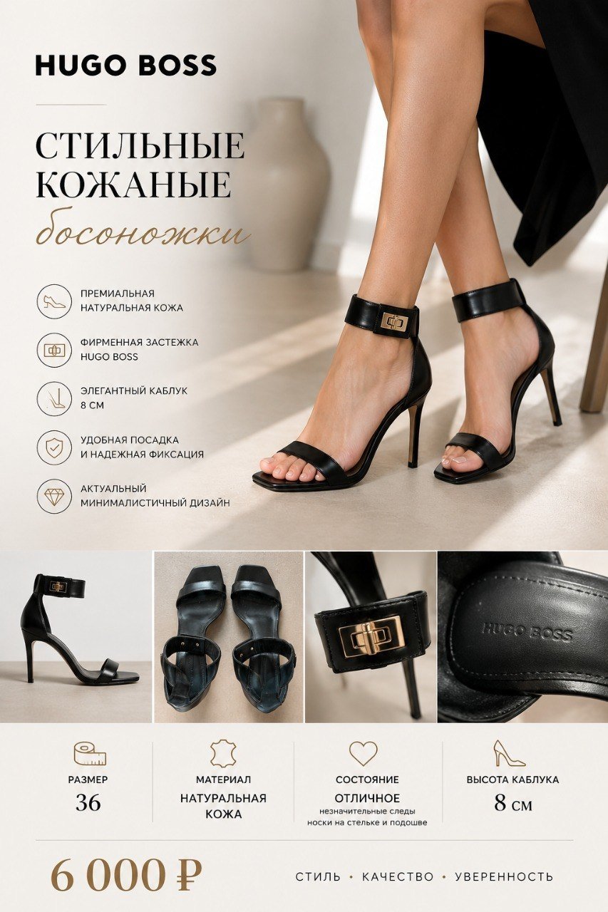 HUGO BOSS leather sandals, size 36 — Saint Petersburg, Russia