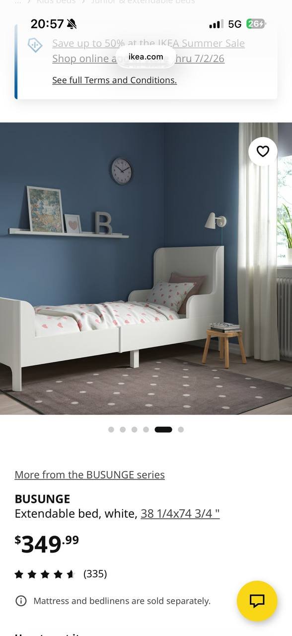 IKEA BUSUNGE kids bed frame with mattress (foldable) — Alicante, Spain