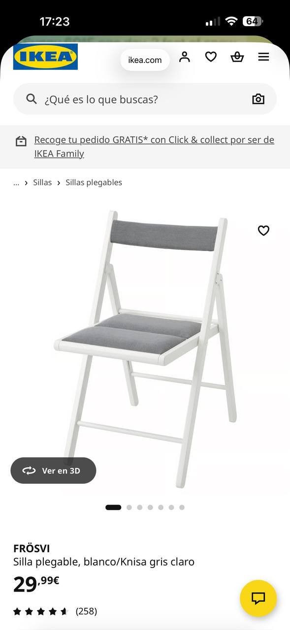 IKEA FRÖSVI folding chair white/grey — used — Valencia, Spain