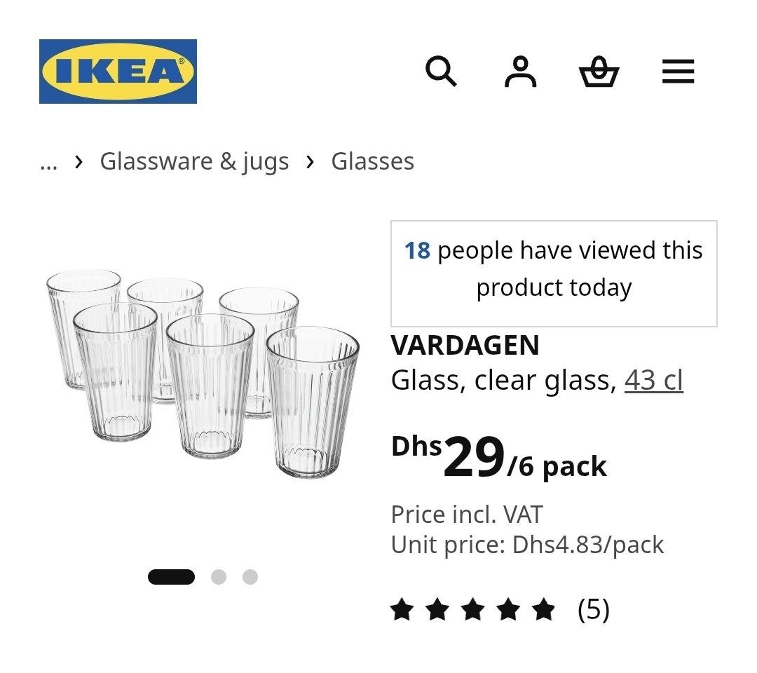 IKEA glasses, no chips, excellent condition (6 pcs) — Dubai, UAE