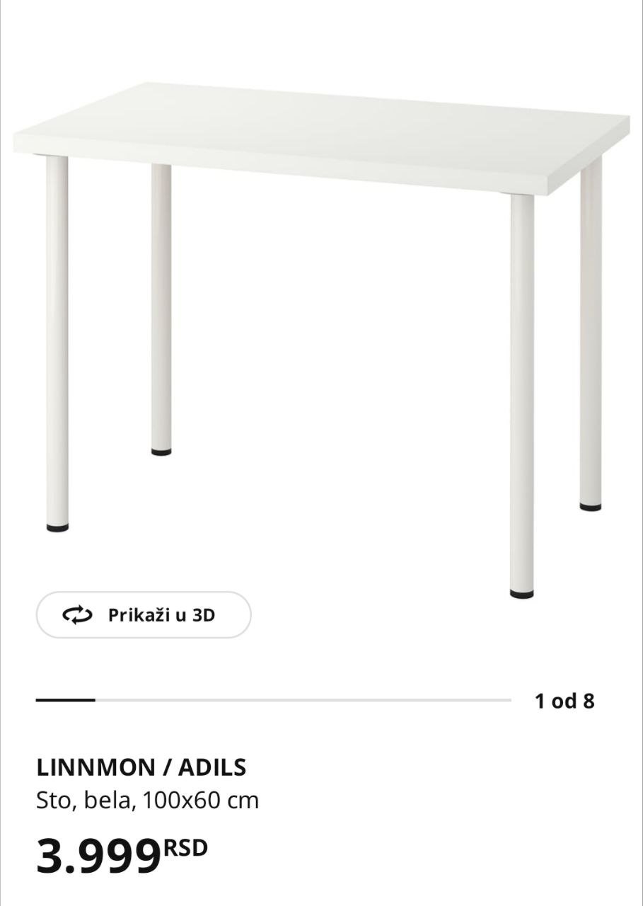 IKEA LINNMON/ADILS table 100x60 cm, lightly used — lightly used — Novi Sad, Serbia