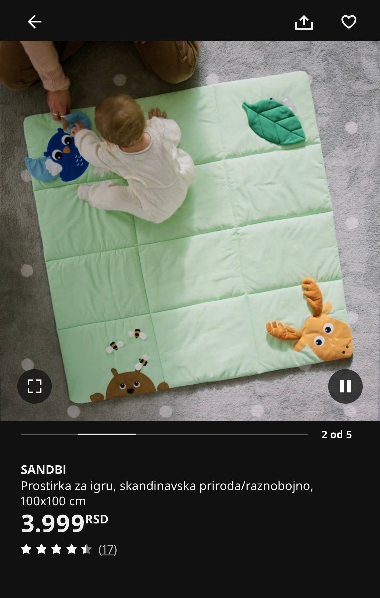 Alfombra de juego IKEA SANDBI 100x100 — Belgrado, Serbia Alfombra de juego IKEA SANDBI 100x100 — usado — Belgrado, Serbia