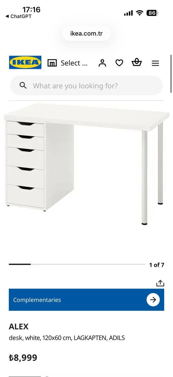 IKEA set for 2 workstations: desks, cabinet & legs — Antalya, Turkey