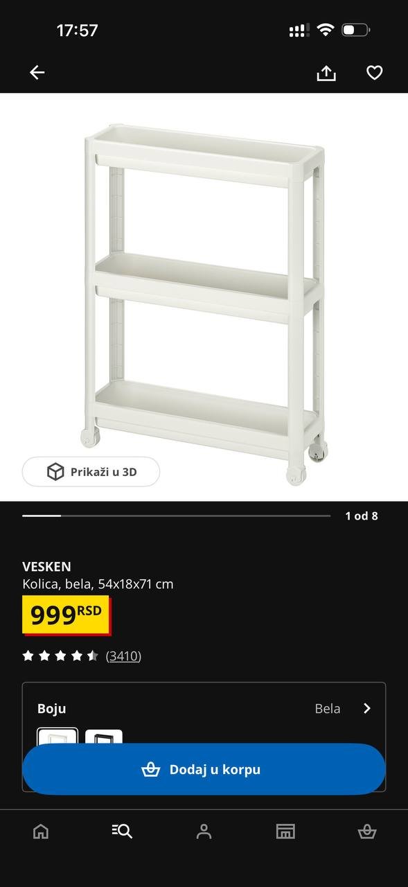 رف IKEA 3 ارفف بلاستيك جودة ممتازة 54-18-71 سم — بلغراد, صربيا
