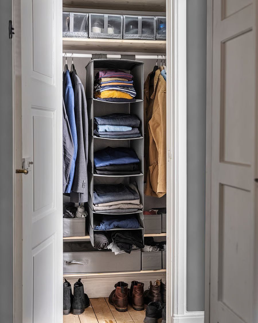 IKEA SKUBB closet organizer (2 modules + 4 drawers) — excellent (minor tear on one drawer loop and split seam on the front