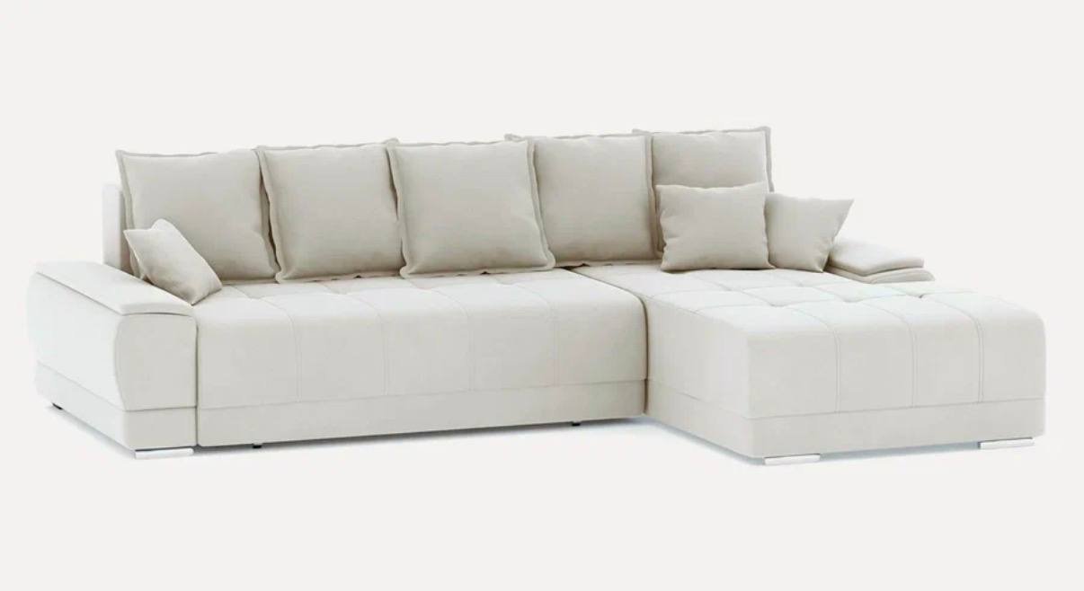 Large cream sofa with ottoman, velvet — Moscow, Russia Large cream sofa with ottoman, velvet — Moscow, Russia
