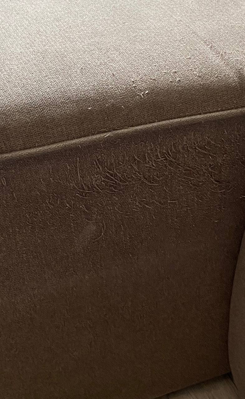 Close-up of a brown leather sofa. The leather appears to be soft and supple, with a smooth texture. The color of the leather