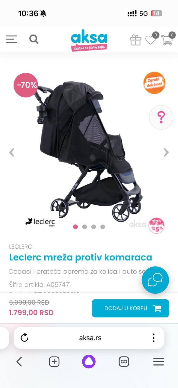 Leclerc stroller (6 months–4 years) with accessories — Belgrade, Serbia