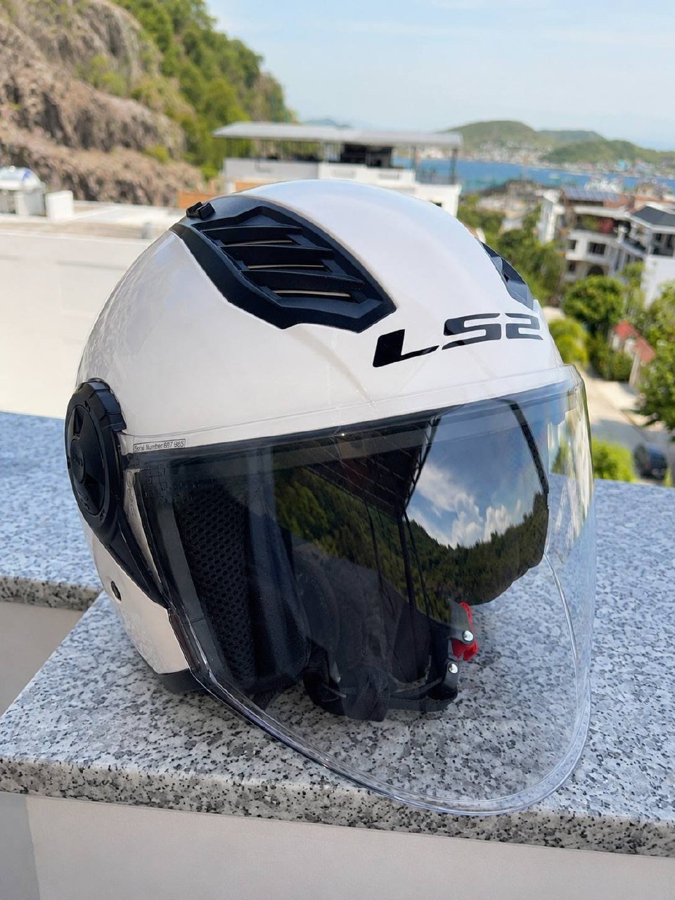 LS2 OF616 Airflow II open-face helmet 3/4 glossy white size M — used (worn a couple of times) — Nha Trang, Vietnam