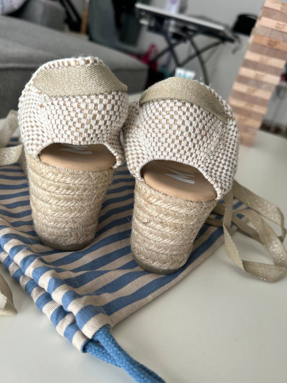 Manebi beige espadrilles, size 41, 7 cm platform — Dubai, UAE