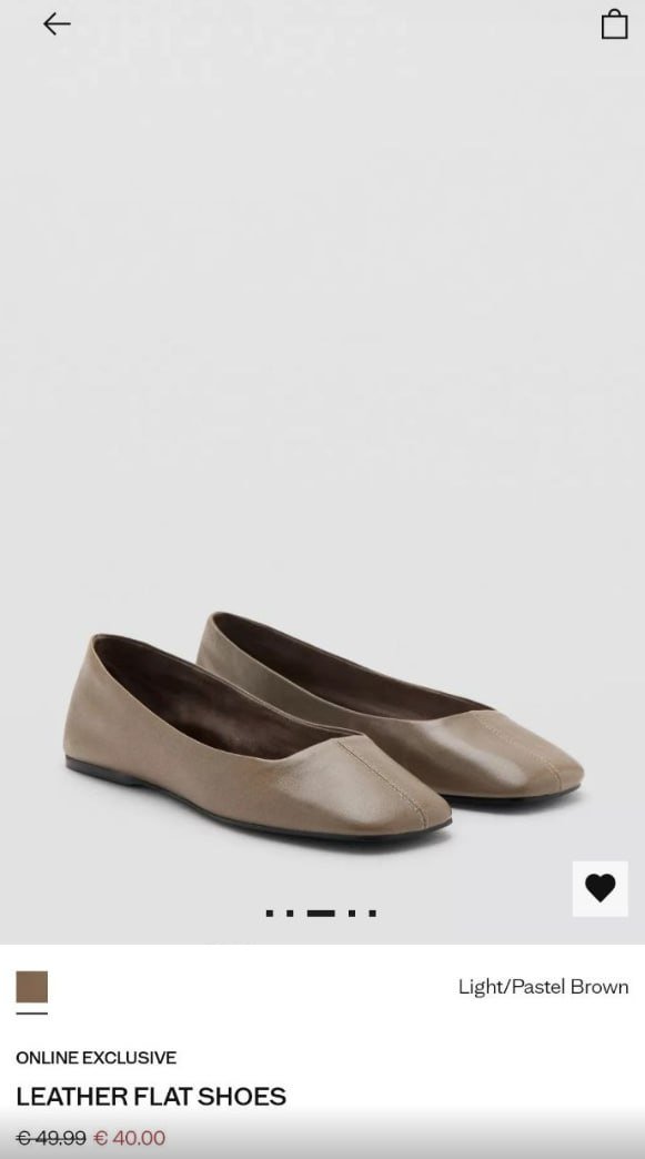 Mango leather flat shoes 38 new light brown — Limassol, Cyprus