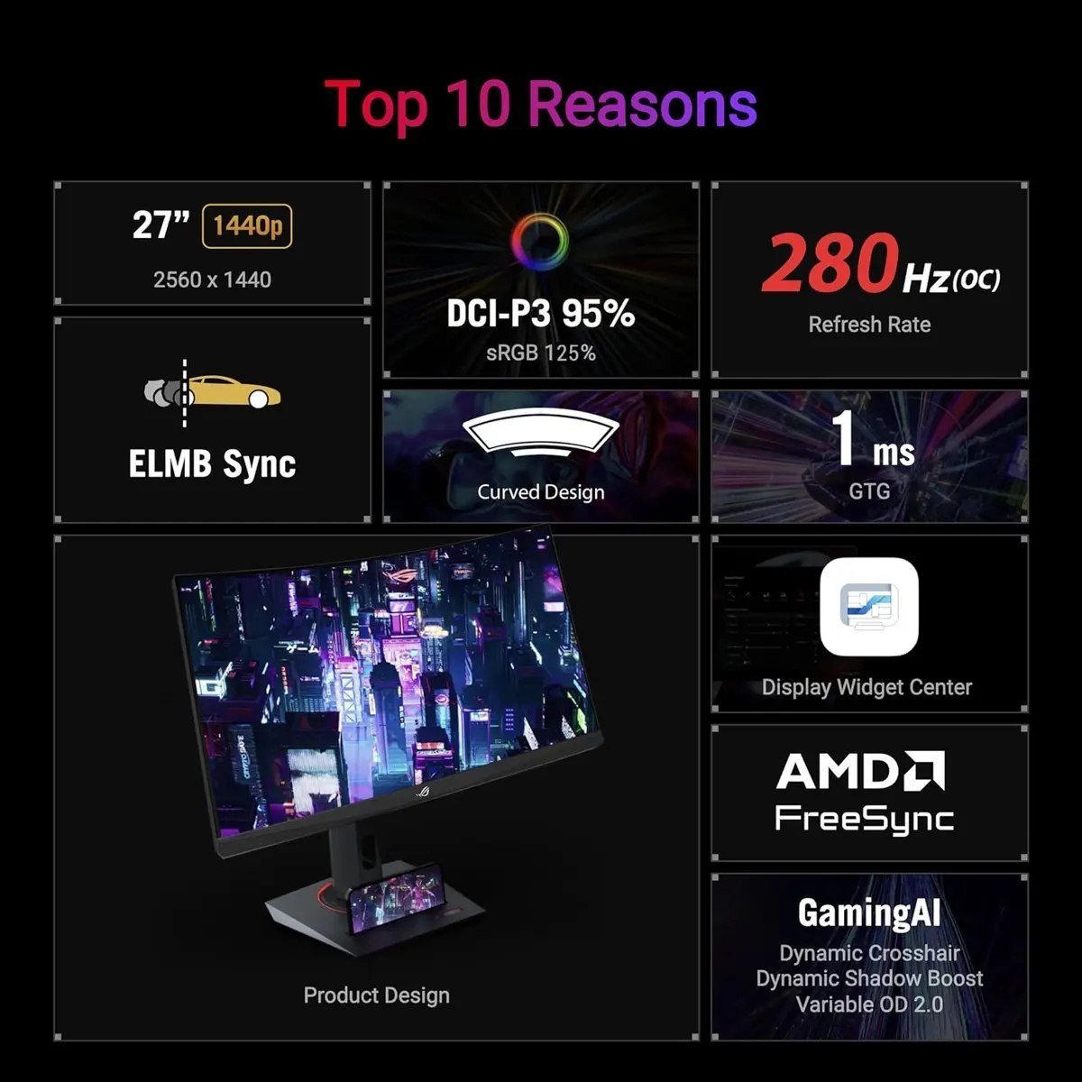 New ASUS ROG Strix XG27WCMS 27" 280Hz monitor — Belgrade, Serbia
