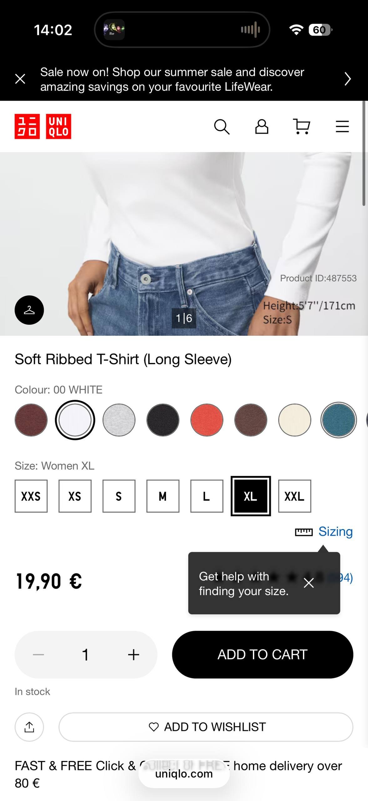 تيشيرت طويل جديد من Uniqlo Soft Ribbed (كم طويل) — جديد — نوفي ساد, صربيا