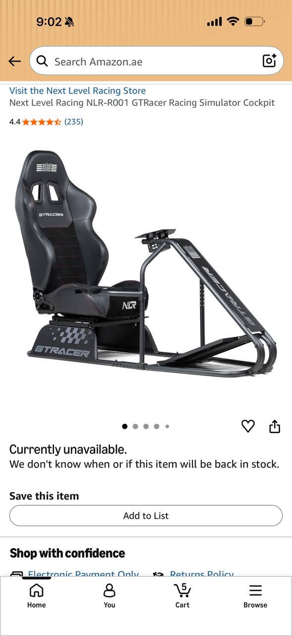 Next Level Racing GT Racer sim rig 600 AED — excellent — Dubai, UAE