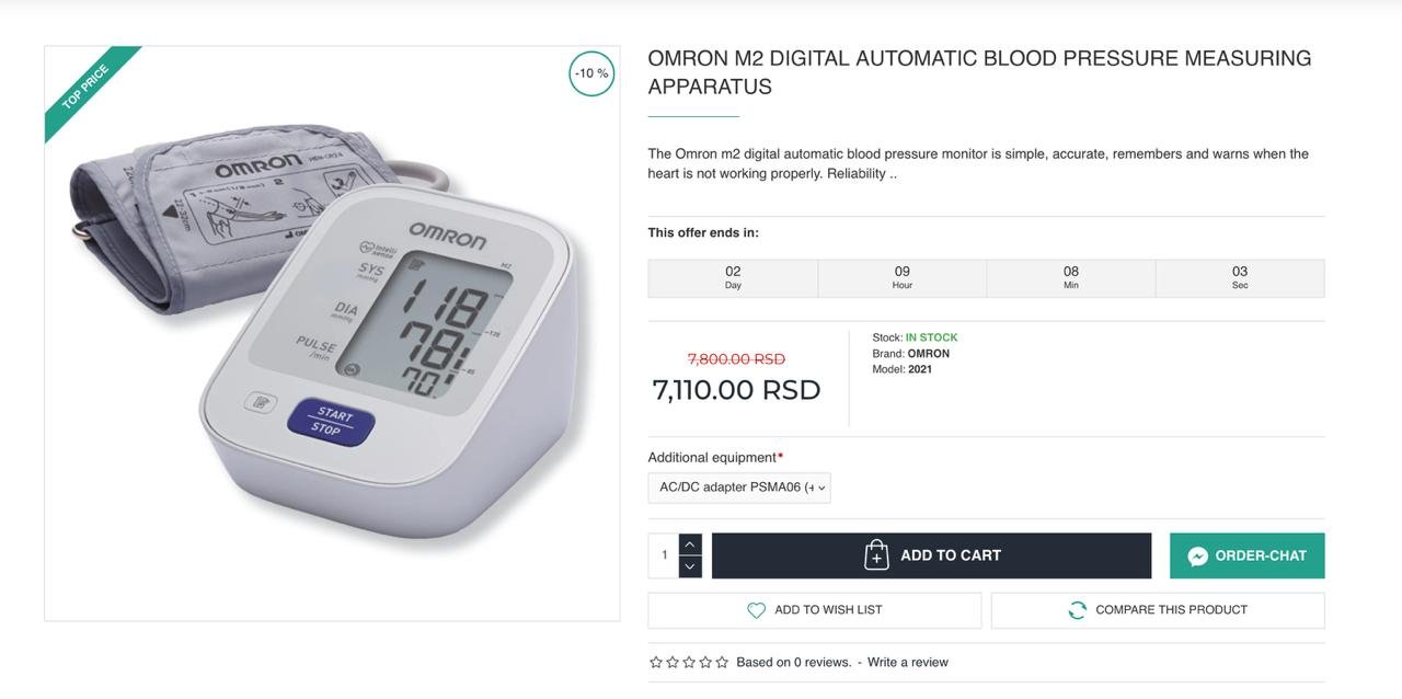 Omron M2 automatic blood pressure monitor — used_or_unknown — Belgrade, Serbia