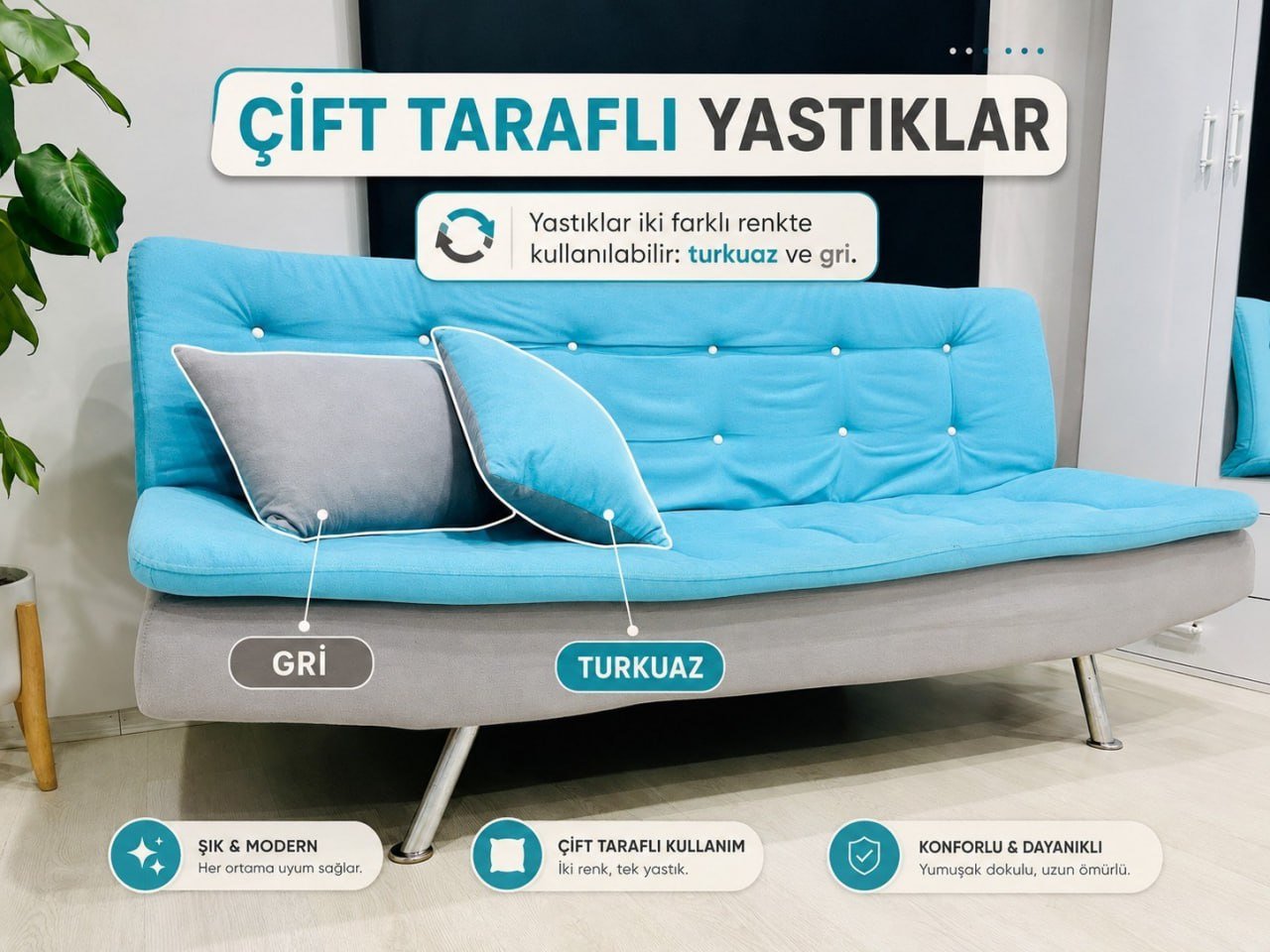 Sofá PAFU MISA AÇILIR KANEPE (190 cm) azul — used — Antalya, Turquía