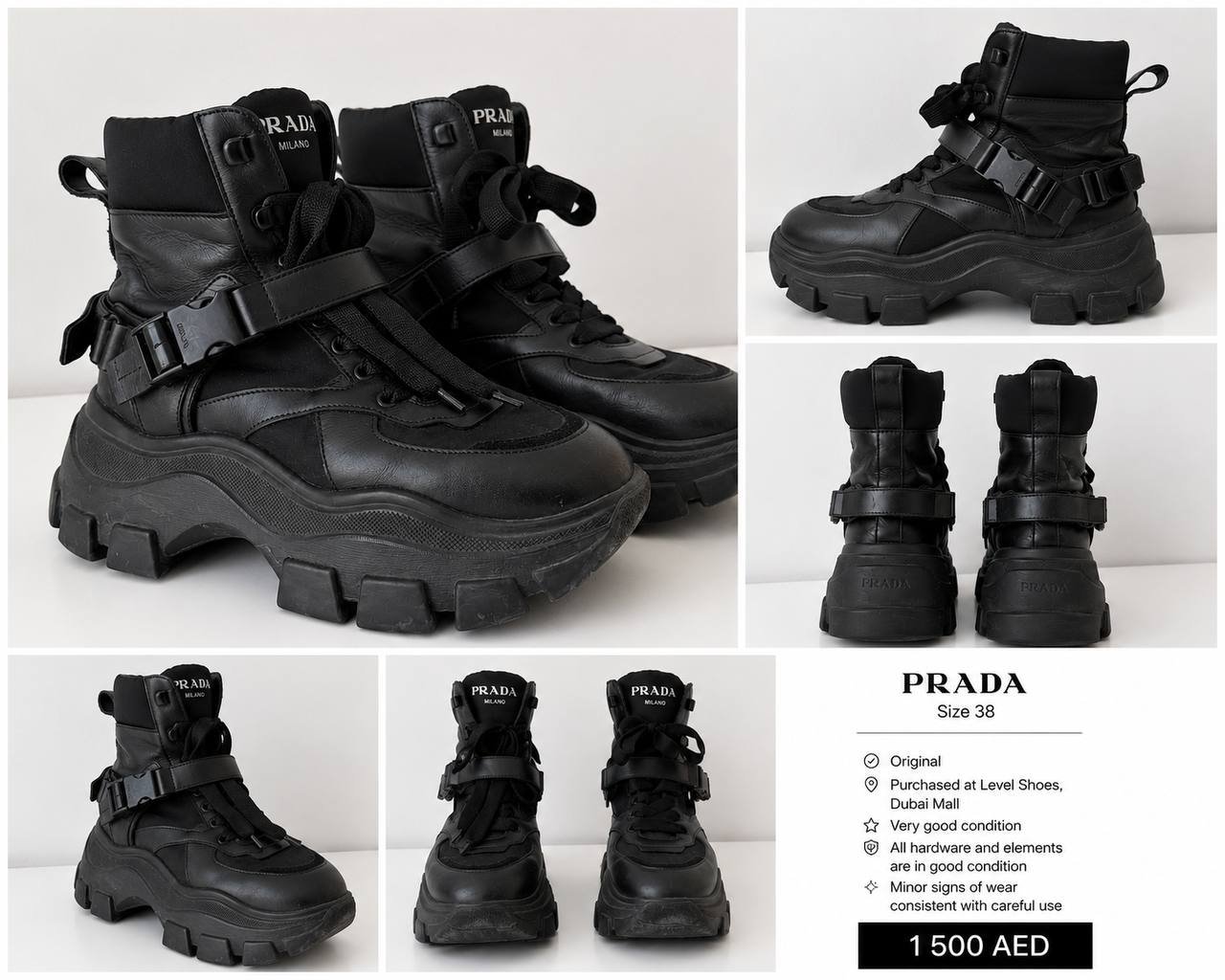 بوتس جلد Prada، مقاس 38، أصلي — جيد جدًا — دبي, الإمارات