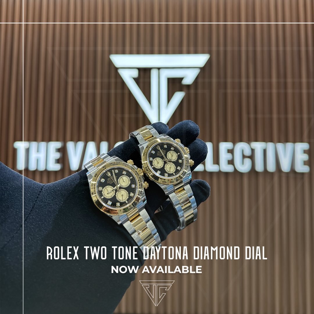 Rolex Two Tone Daytona с черным бриллиантовым циферблатом — Дубай, ОАЭ Rolex Two Tone Daytona с черным бриллиантовым циферблатом — unused, unworn — Дубай, ОАЭ