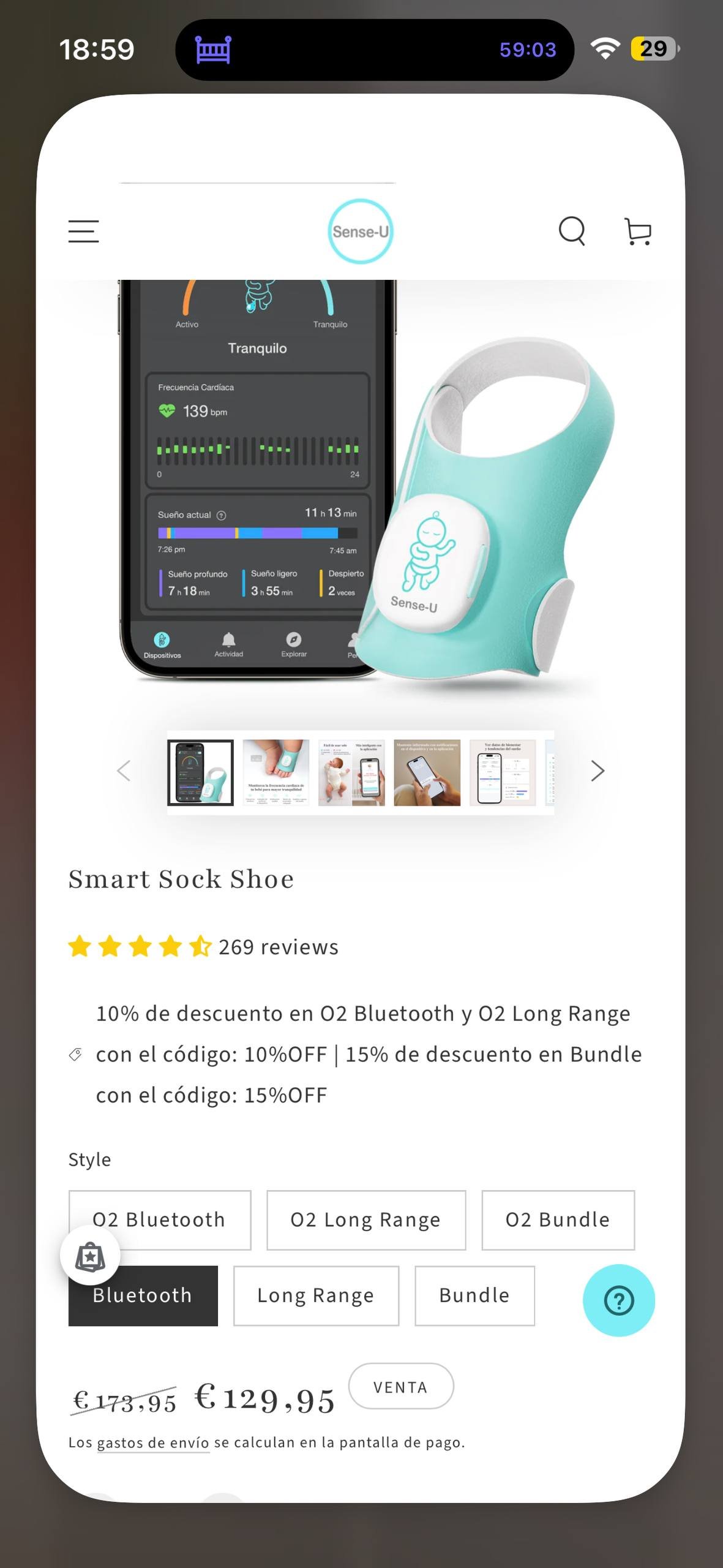 Smart Sock Shoe Bluetooth heart rate sensor, 60 EUR — used — Alicante, Spain