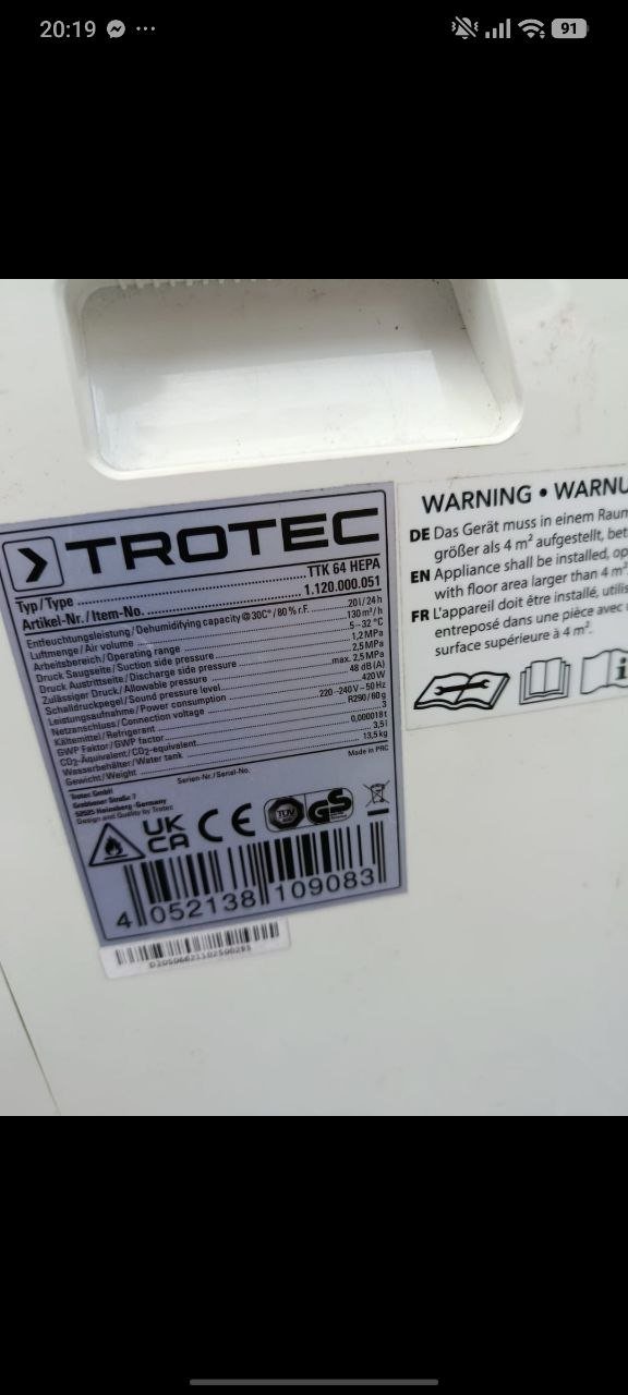 مزيل رطوبة Trotec 10 لتر، قطعتان — ممتاز — باتومي, جورجيا