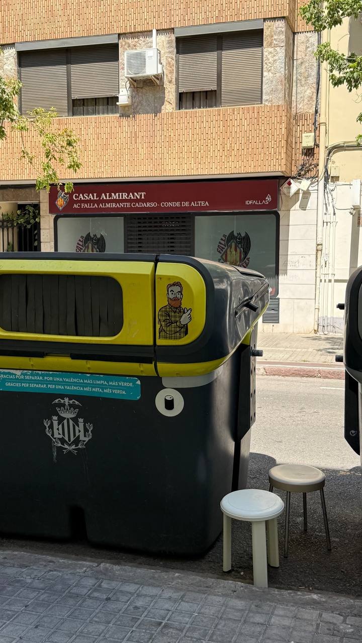 Two plastic stools (white) — Valencia, Spain