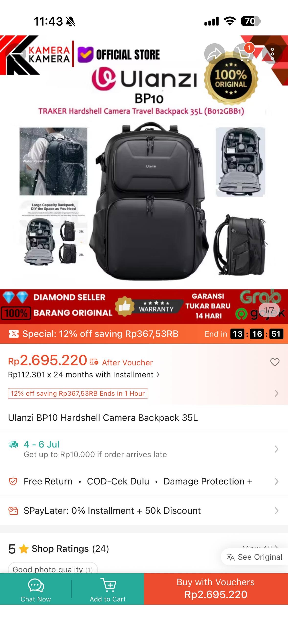 Ulanzi BP10 camera backpack 35L (like new) — Bali, Indonesia