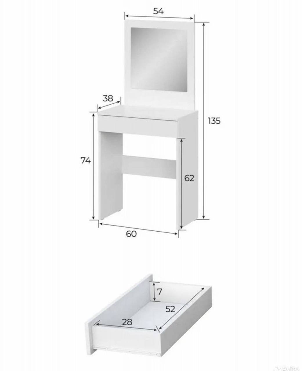 Used dressing table with mirror 1000 RUB — used — Moscow, Russia