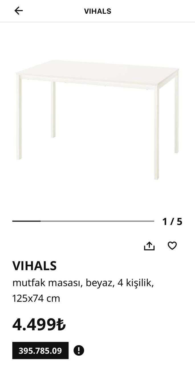 VIHALS white kitchen table 125x74 cm for 4 — Istanbul, Turkey