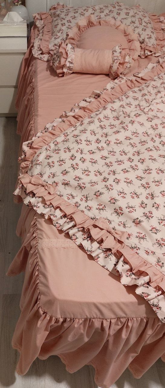Juego de ropa de cama vintage para princesa: sábana ajustable 90x200 y funda 160x220 — new — Antalya, Turquía